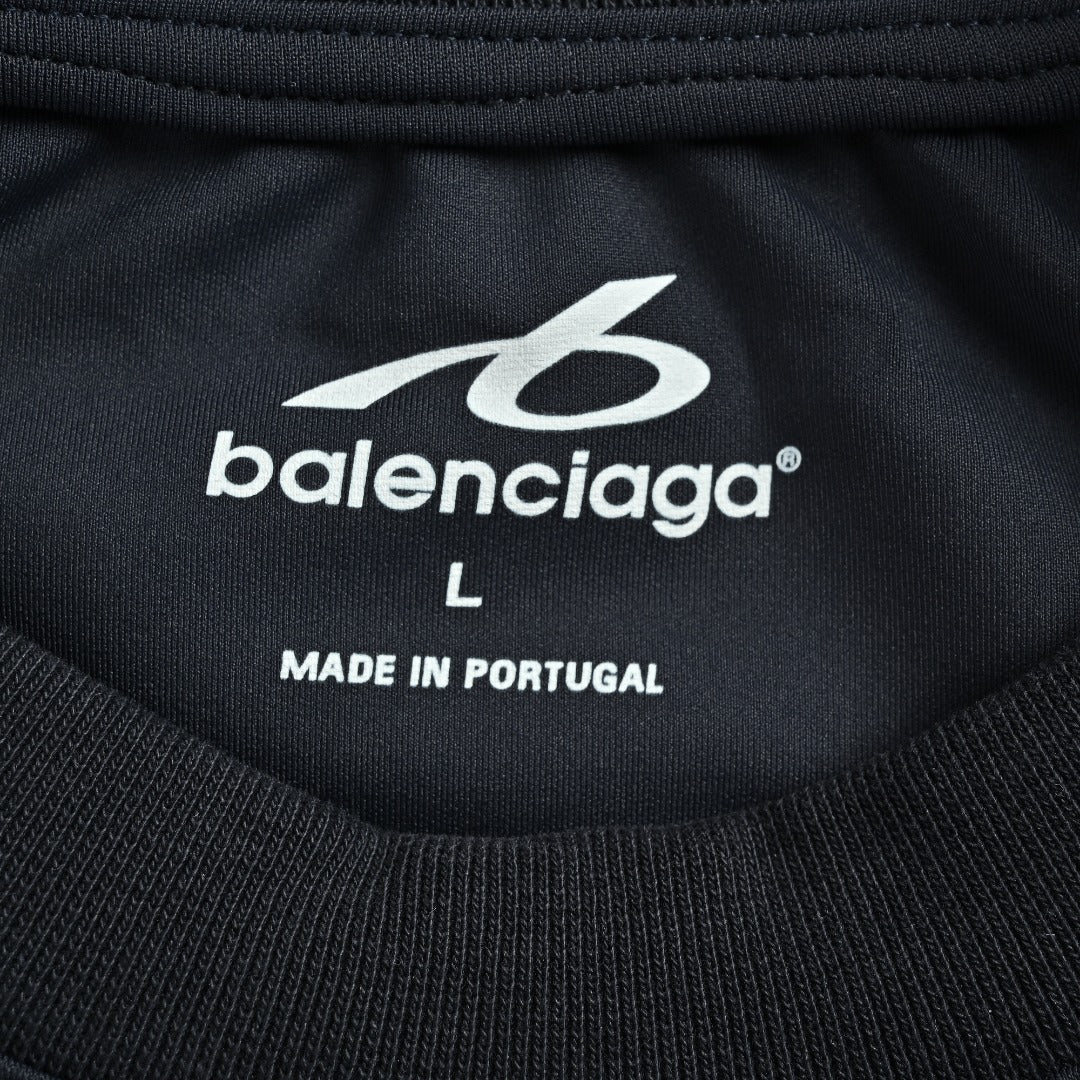 Balenciaga BLCG Reflective Series 6B Faux Two-Piece Spliced Sport Long-Sleeve T-Shirt — Black/Silver