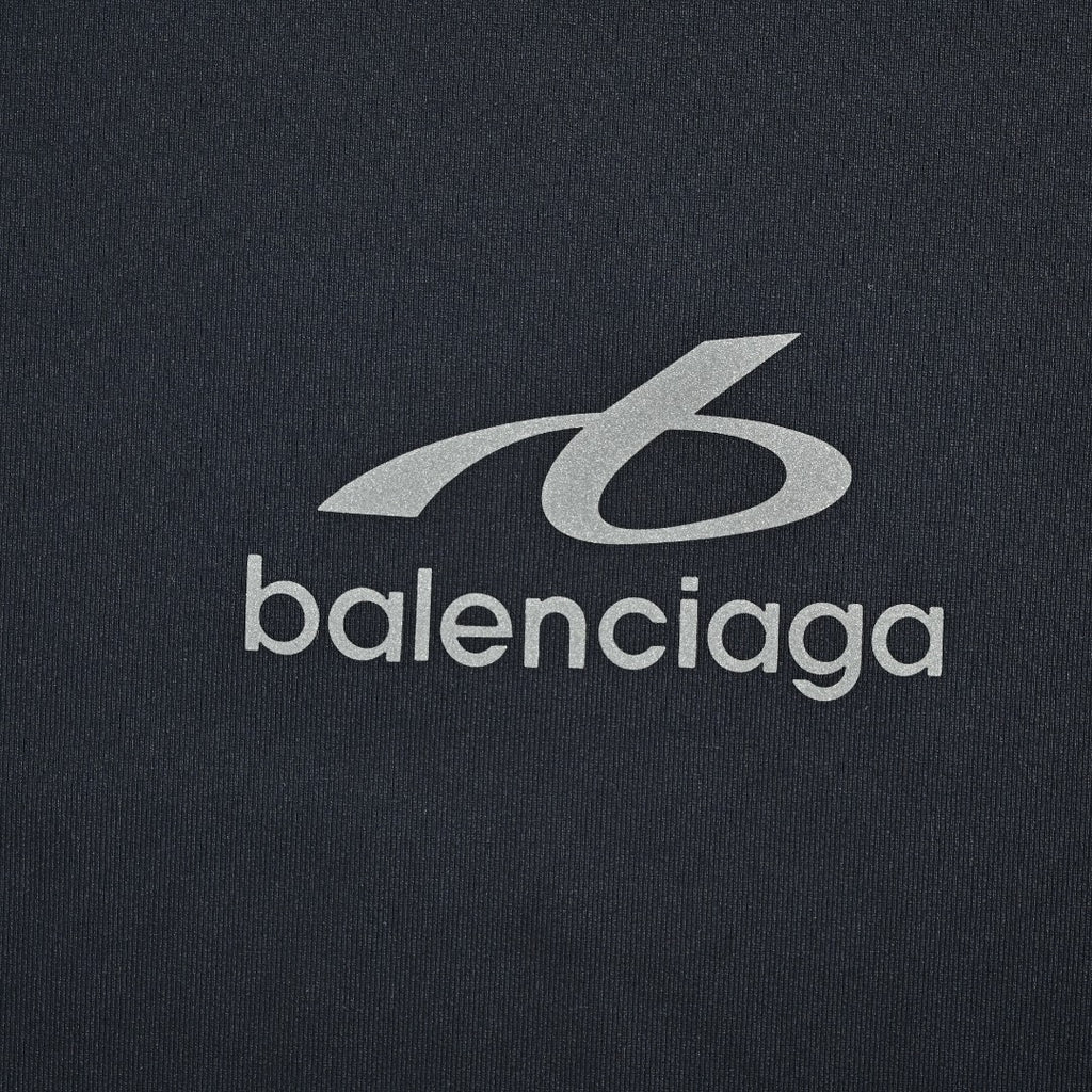 Balenciaga BLCG Reflective Series 6B Faux Two-Piece Spliced Sport Long-Sleeve T-Shirt — Black/Silver