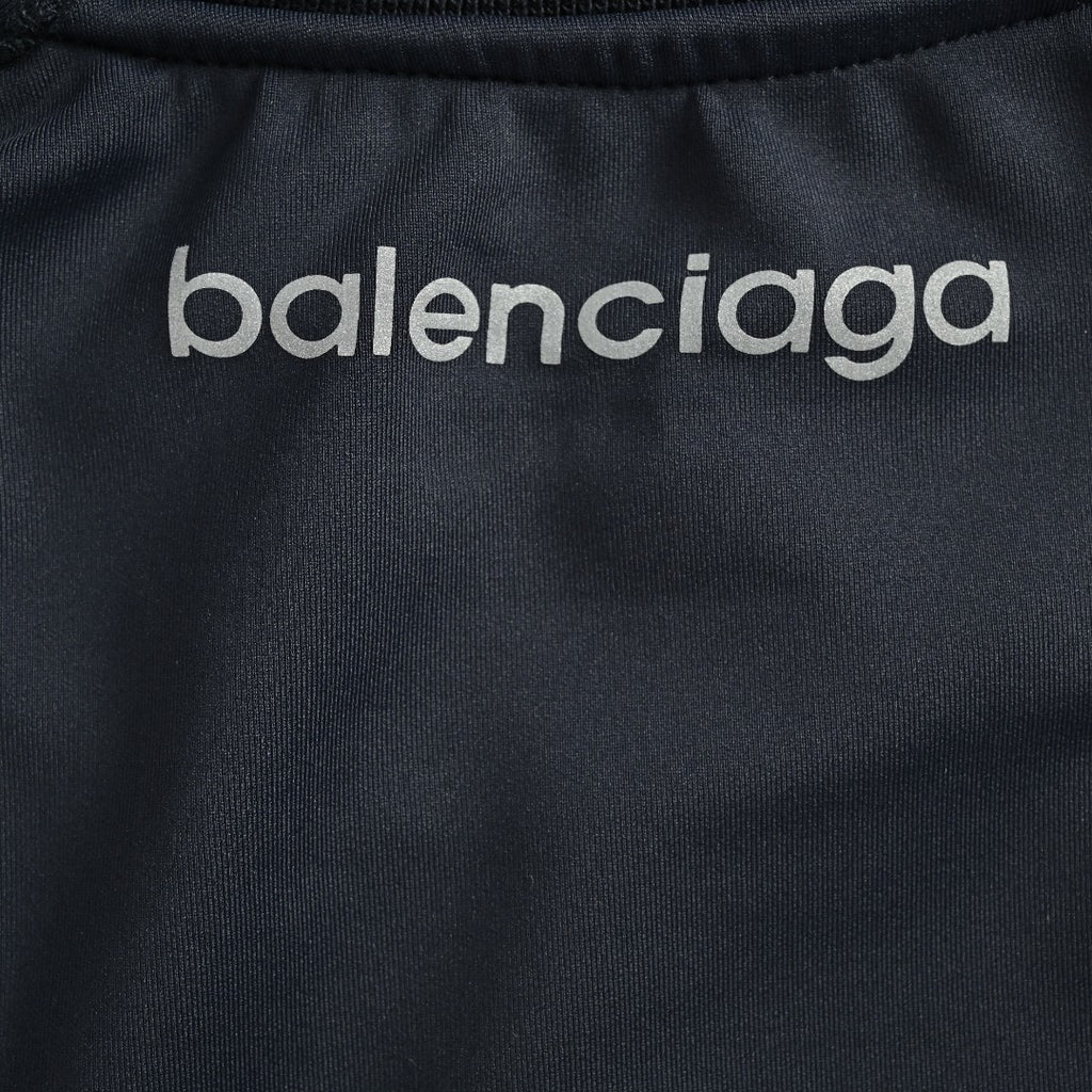 Balenciaga BLCG Reflective Series 6B Faux Two-Piece Spliced Sport Long-Sleeve T-Shirt — Black/Silver