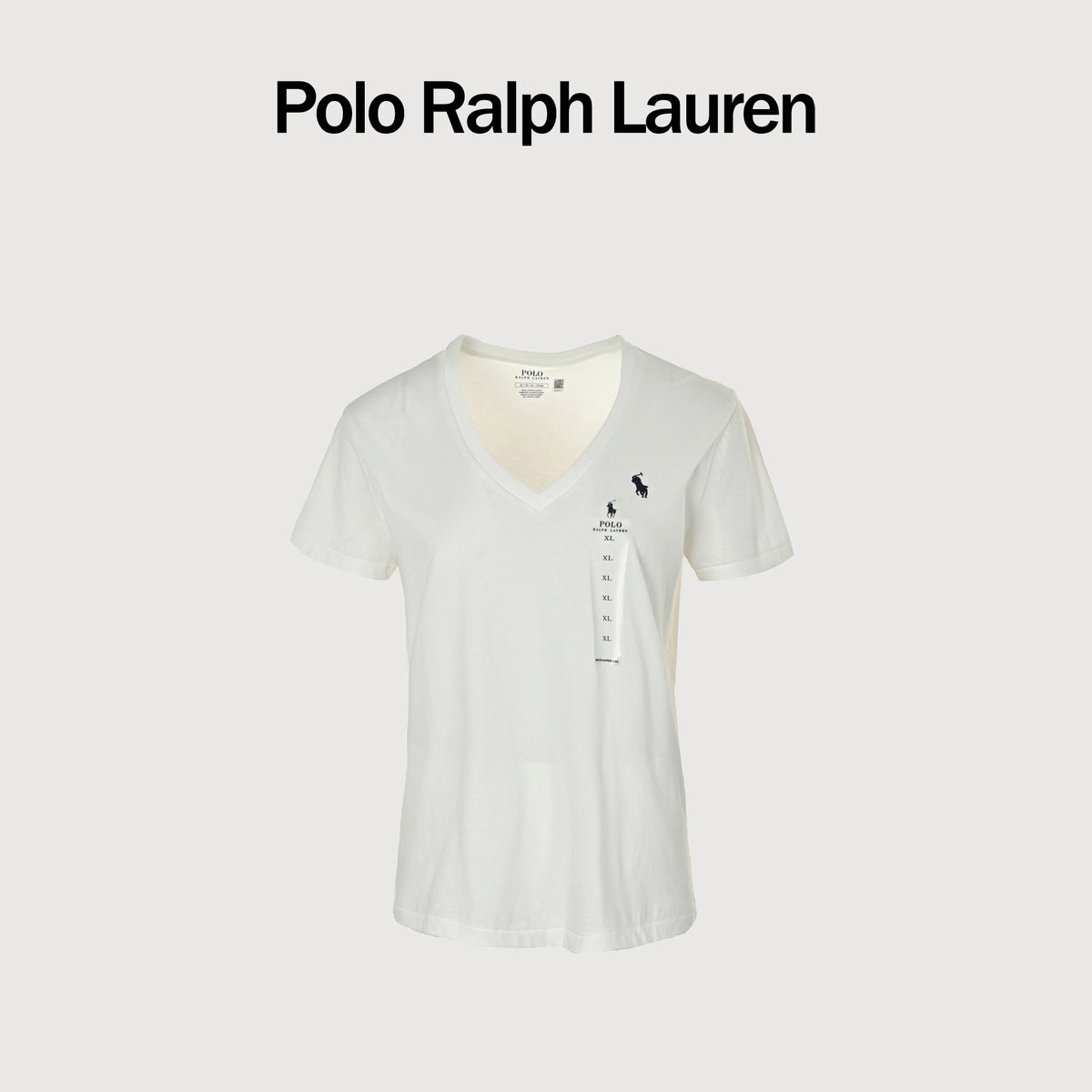 Ralph Lauren V-Neck Polo Pony Embroidered Short-Sleeve T-Shirt — White
