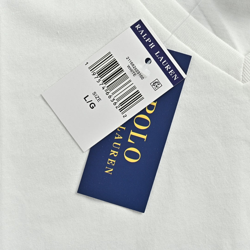 Ralph Lauren V-Neck Polo Pony Embroidered Short-Sleeve T-Shirt — White