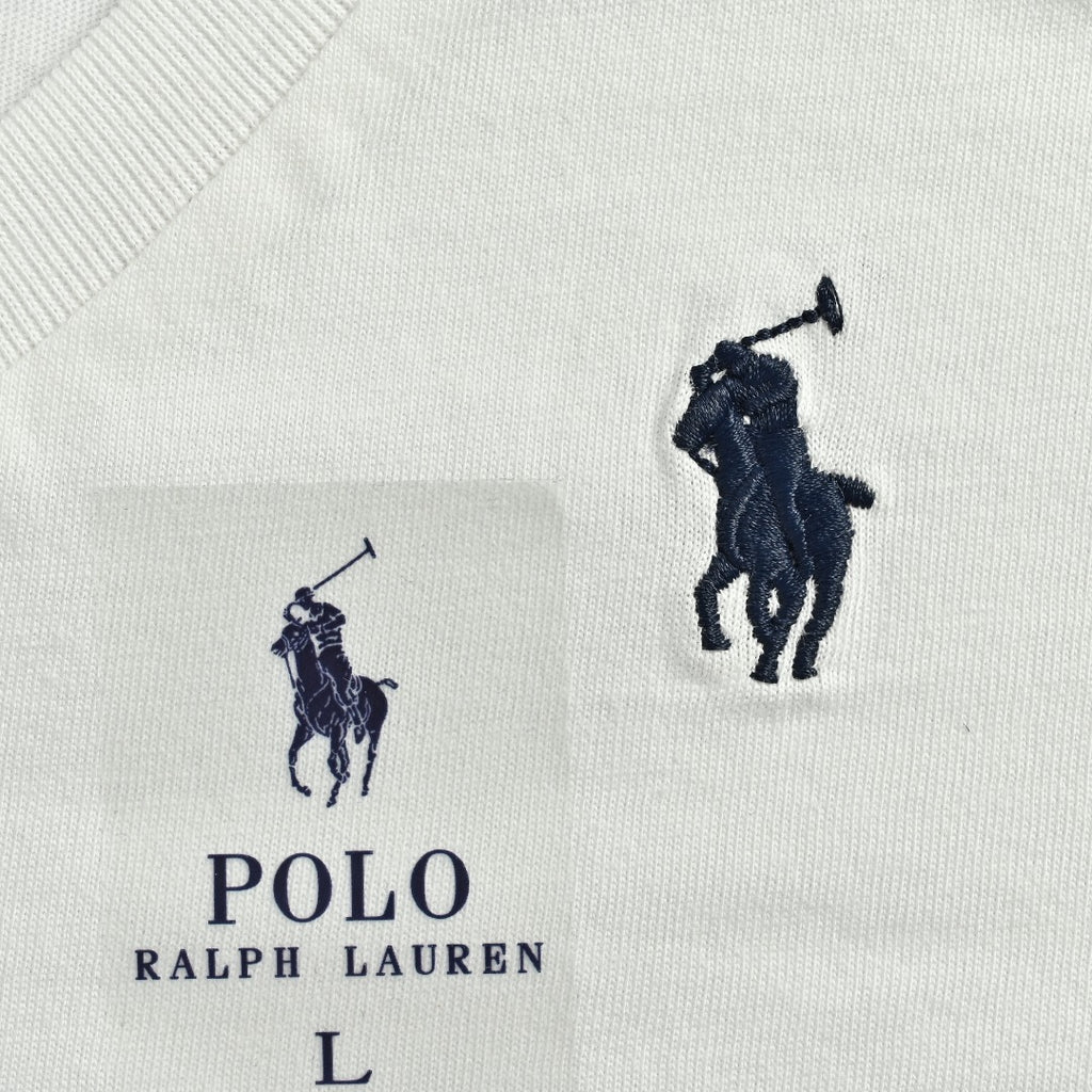 Ralph Lauren V-Neck Polo Pony Embroidered Short-Sleeve T-Shirt — White