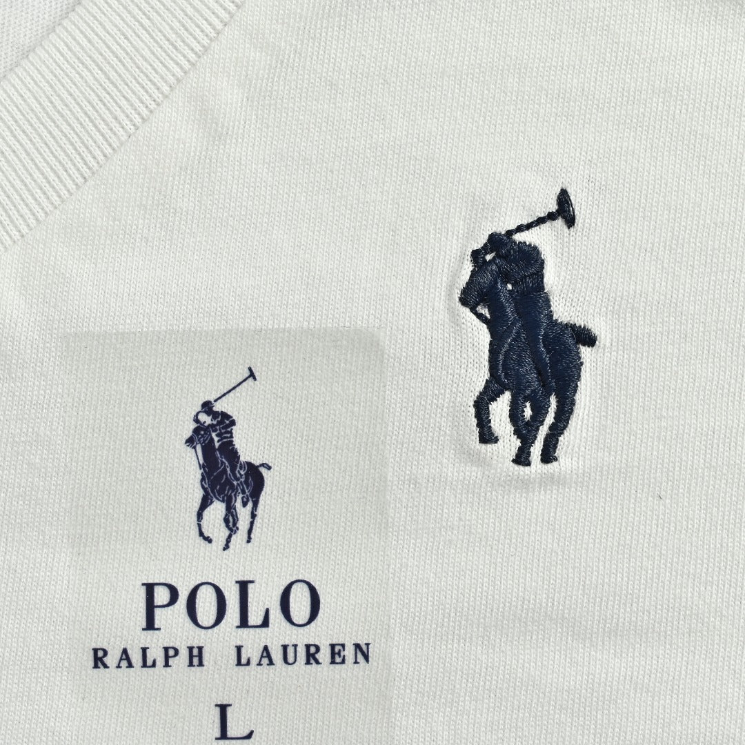Ralph Lauren V-Neck Polo Pony Embroidered Short-Sleeve T-Shirt — White