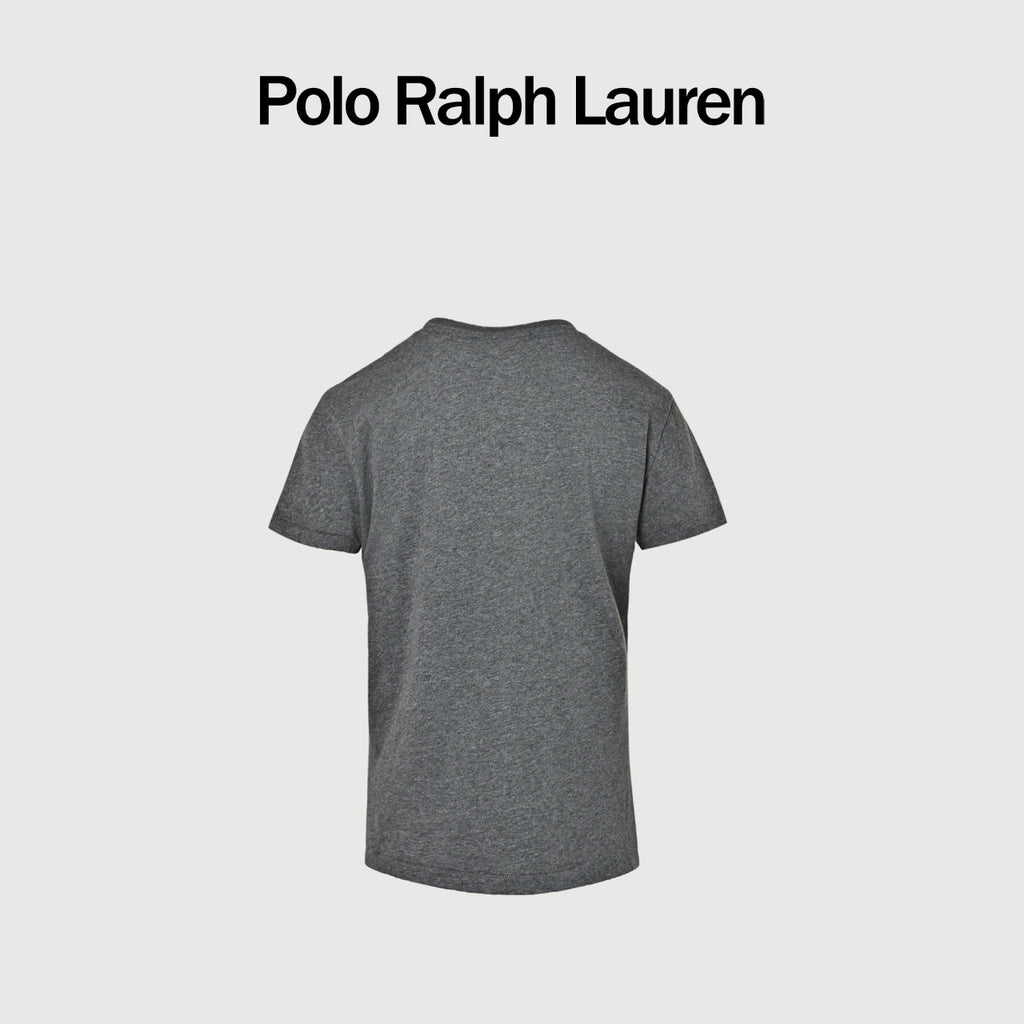 Ralph Lauren V-Neck Polo Pony Embroidered Short-Sleeve T-Shirt — Grey Marl