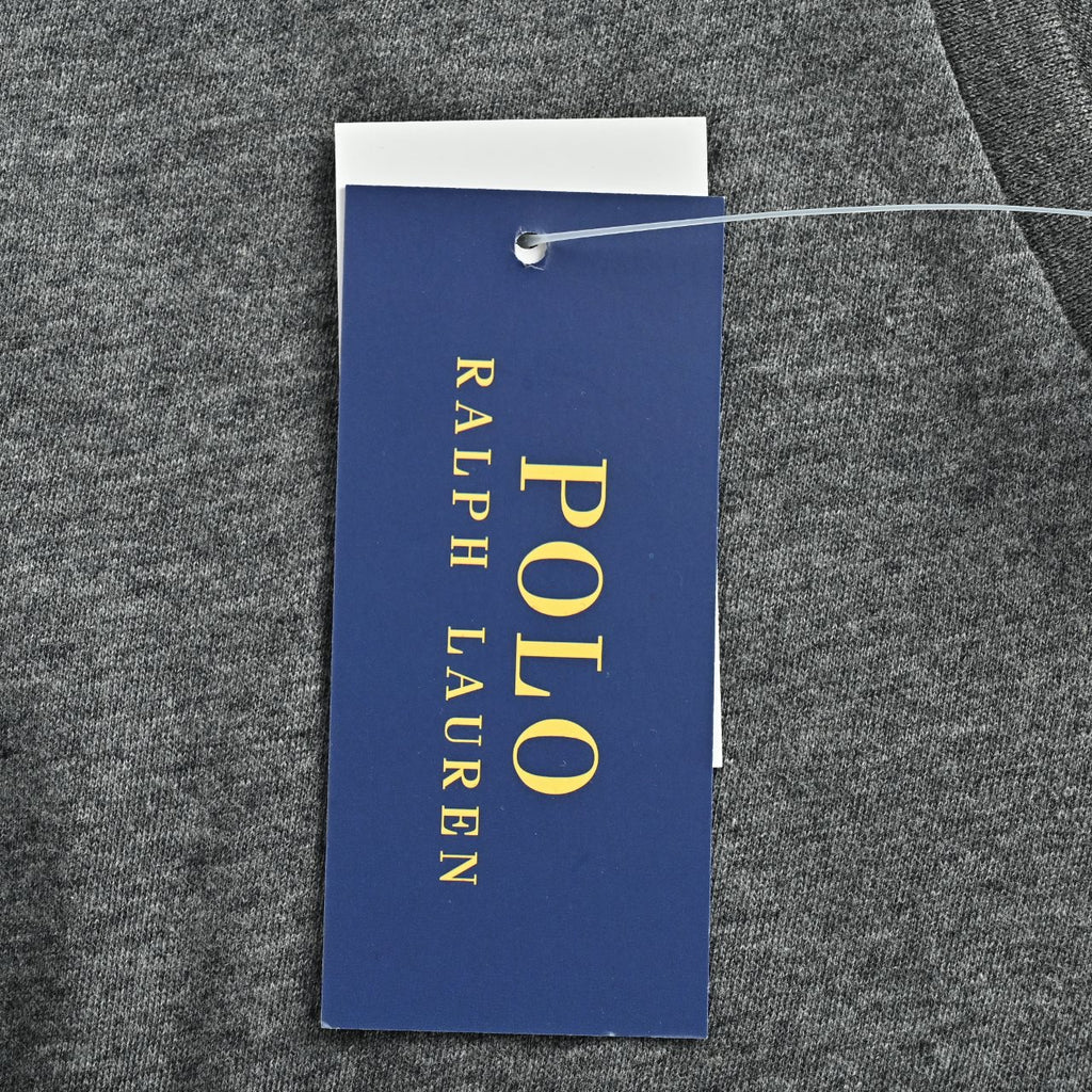 Ralph Lauren V-Neck Polo Pony Embroidered Short-Sleeve T-Shirt — Grey Marl