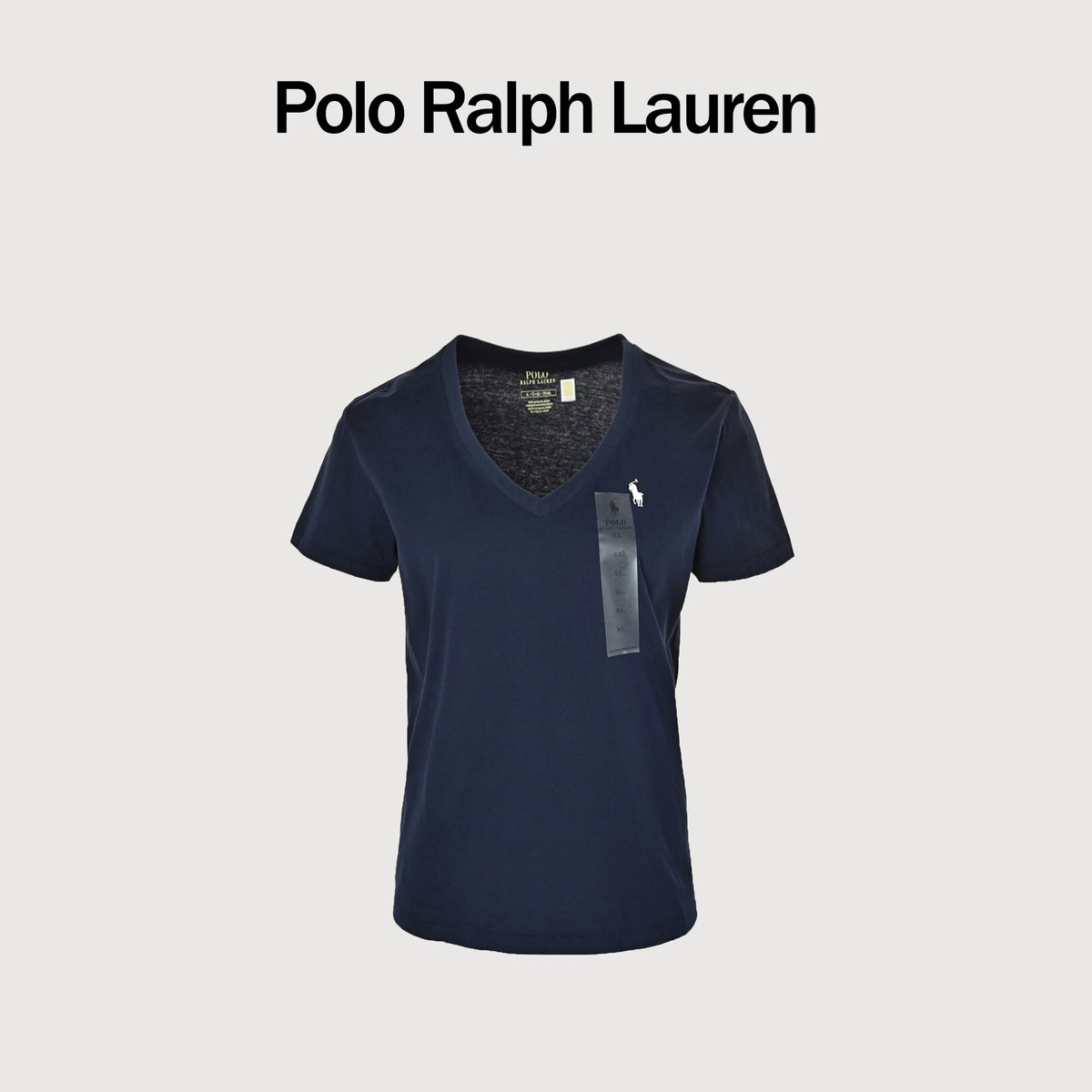 Ralph Lauren V-Neck Polo Pony Embroidered Short-Sleeve T-Shirt — Navy