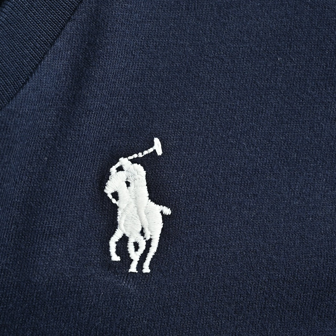 Ralph Lauren V-Neck Polo Pony Embroidered Short-Sleeve T-Shirt — Navy