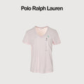 Ralph Lauren V-Neck Polo Pony Embroidered Short-Sleeve T-Shirt — Light Pink