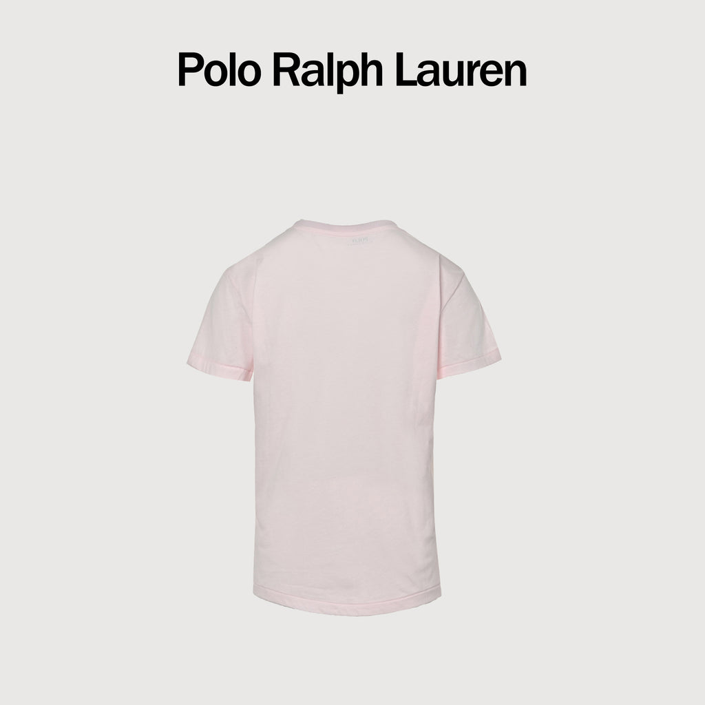Ralph Lauren V-Neck Polo Pony Embroidered Short-Sleeve T-Shirt — Light Pink