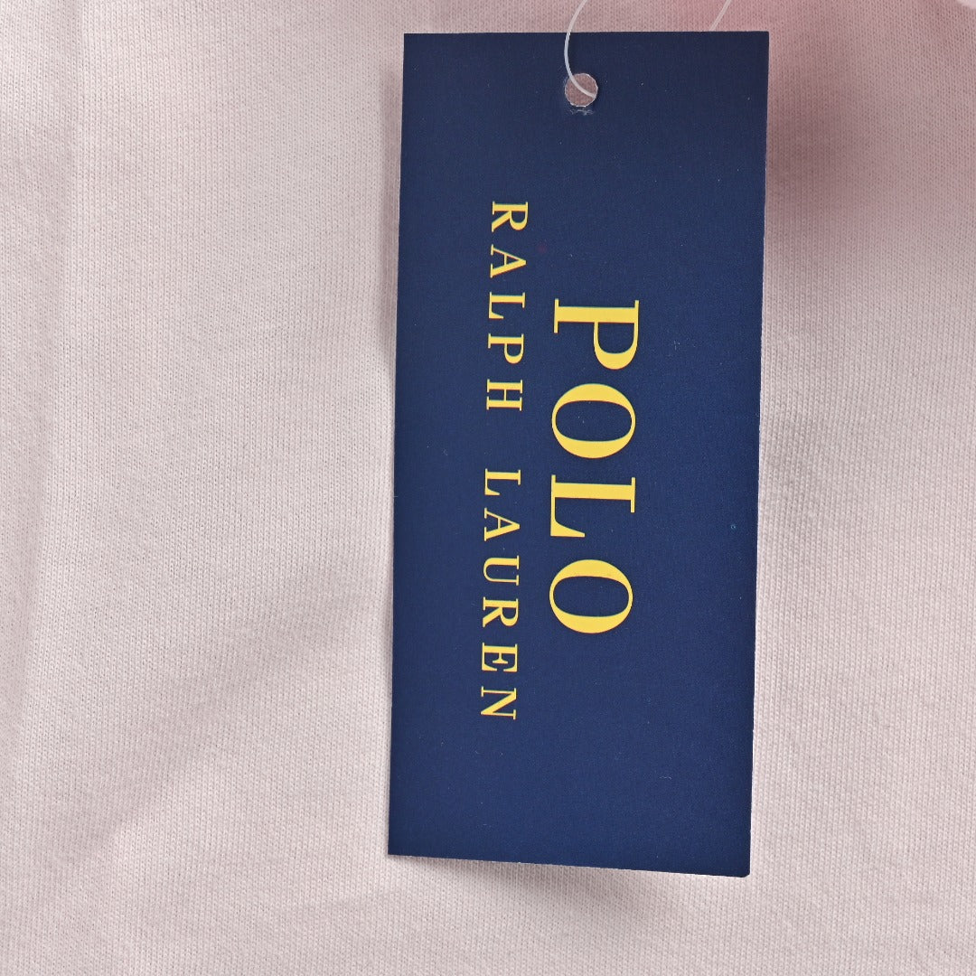 Ralph Lauren V-Neck Polo Pony Embroidered Short-Sleeve T-Shirt — Light Pink