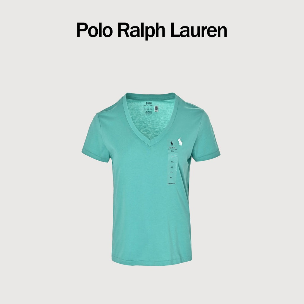 Ralph Lauren V-Neck Polo Pony Embroidered Short-Sleeve T-Shirt — Mint