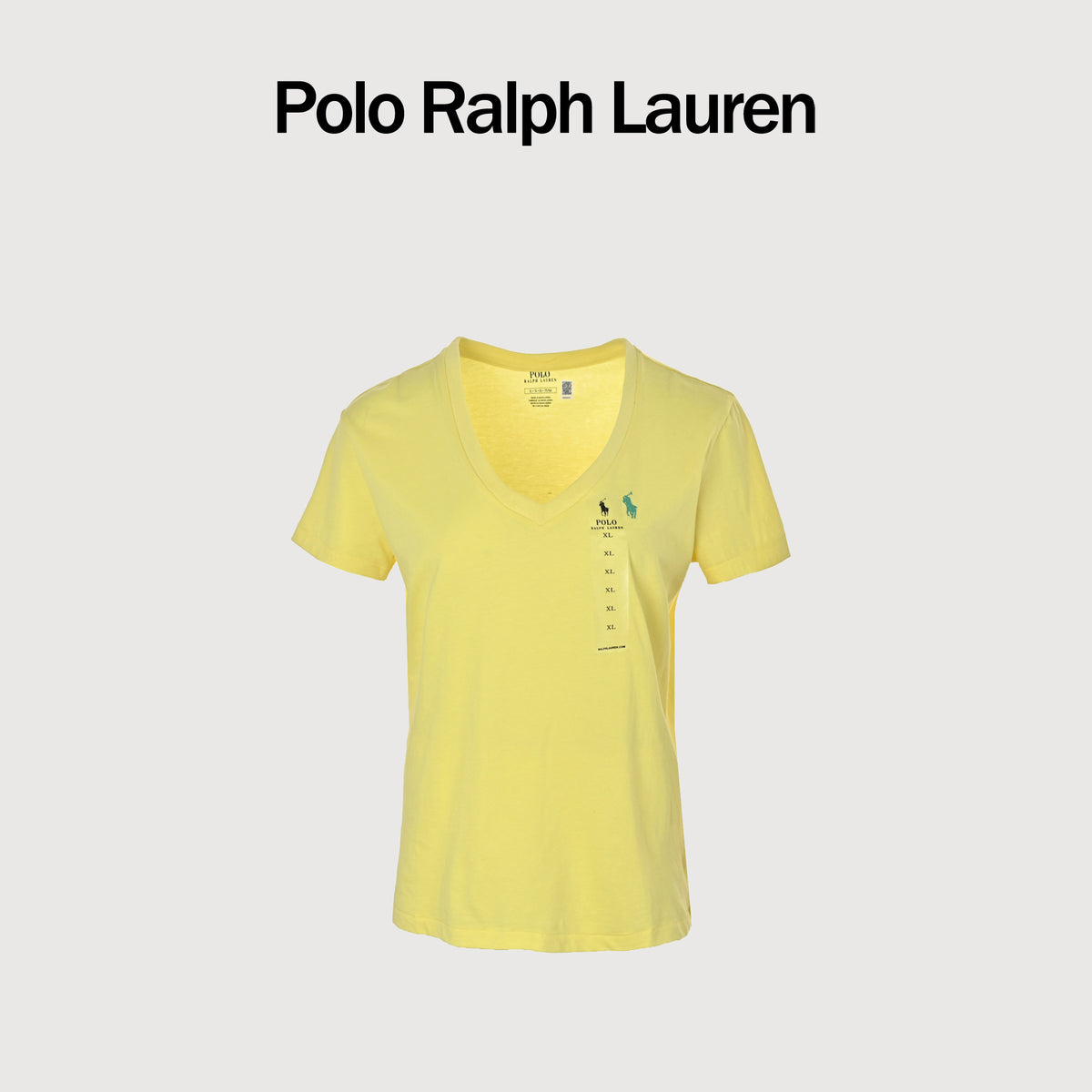 Ralph Lauren V-Neck Polo Pony Embroidered Short-Sleeve T-Shirt — Yellow