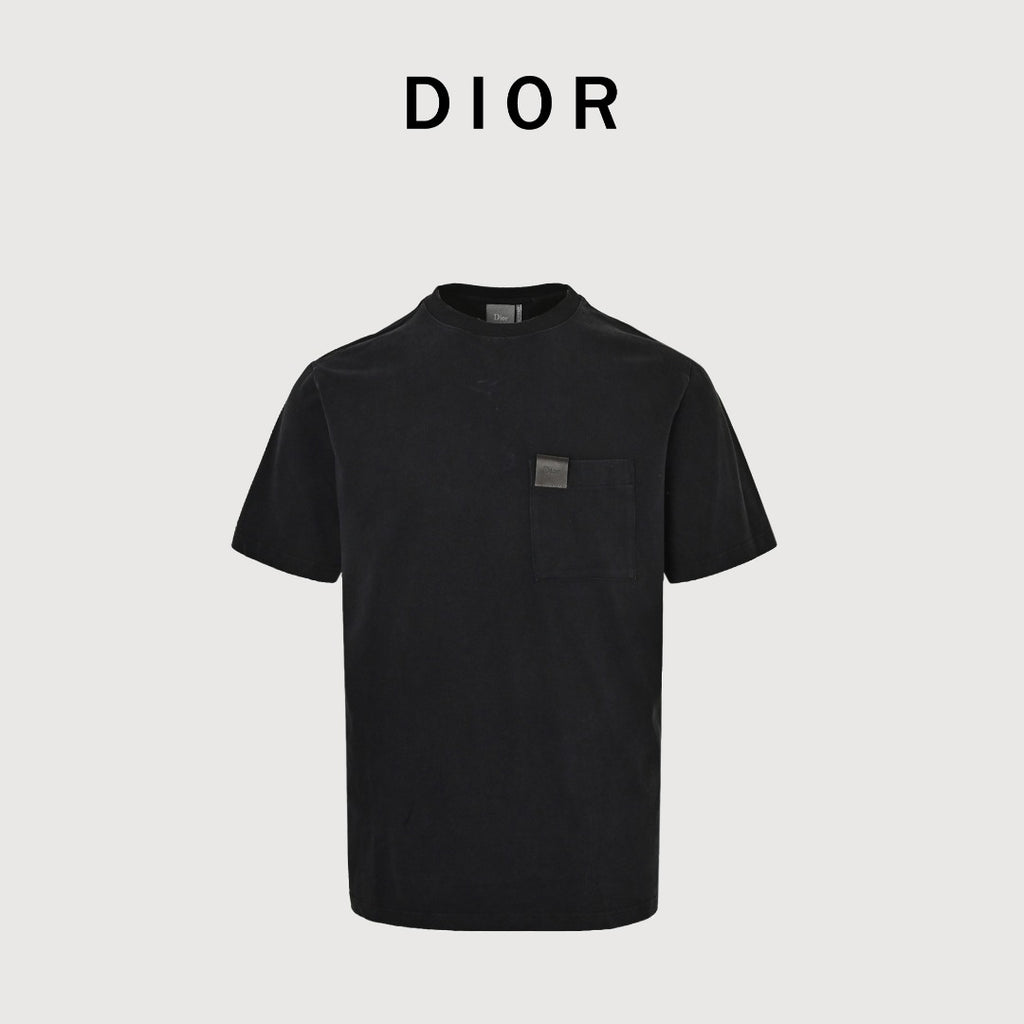 Dior Pocket Leather Label Short-Sleeve T-Shirt — Black