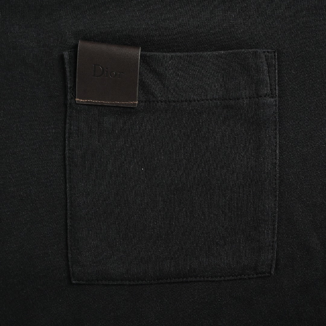 Dior Pocket Leather Label Short-Sleeve T-Shirt — Black
