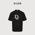 Dior CD Logo Mosaic Cross-Stitch Embroidered Short-Sleeve T-Shirt