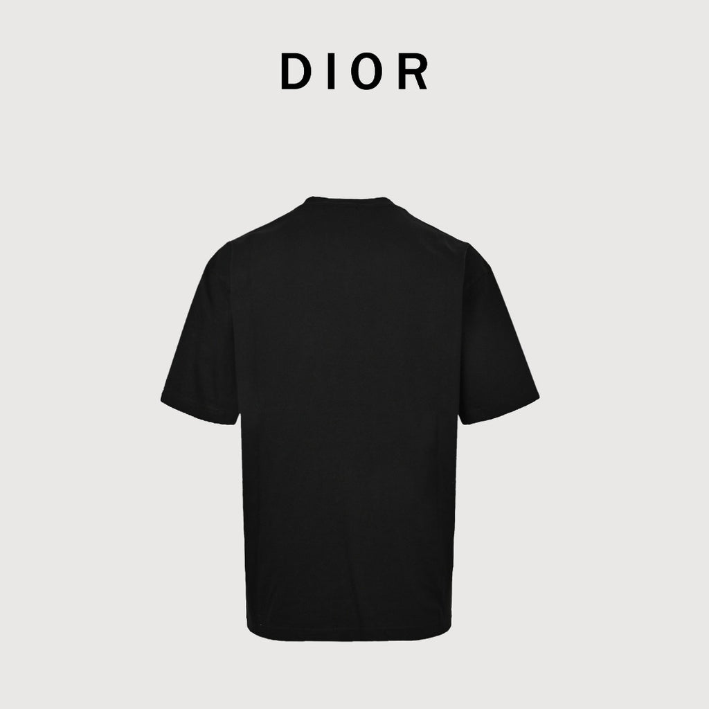 Dior CD Logo Mosaic Cross-Stitch Embroidered Short-Sleeve T-Shirt