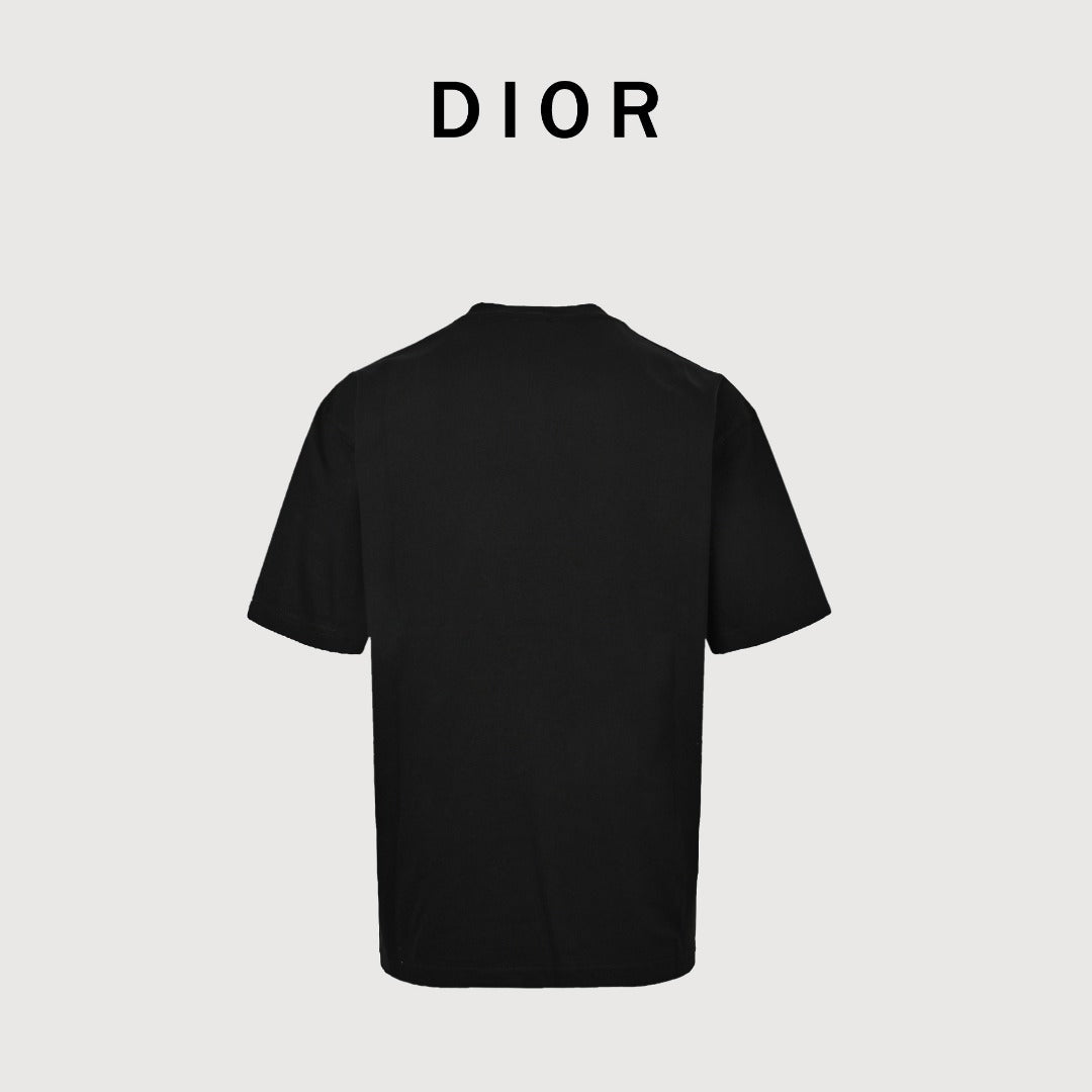 Dior CD Logo Mosaic Cross-Stitch Embroidered Short-Sleeve T-Shirt