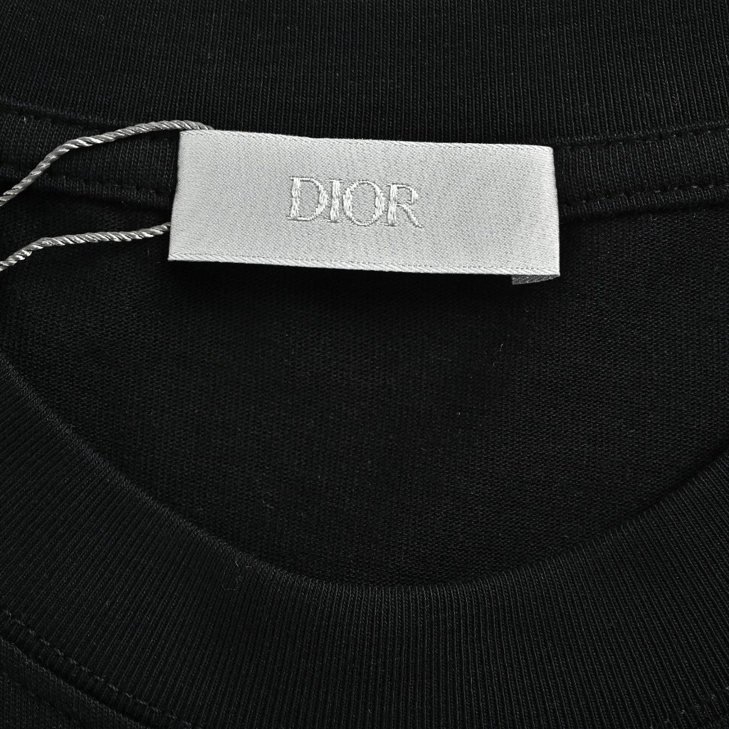 Dior CD Logo Mosaic Cross-Stitch Embroidered Short-Sleeve T-Shirt