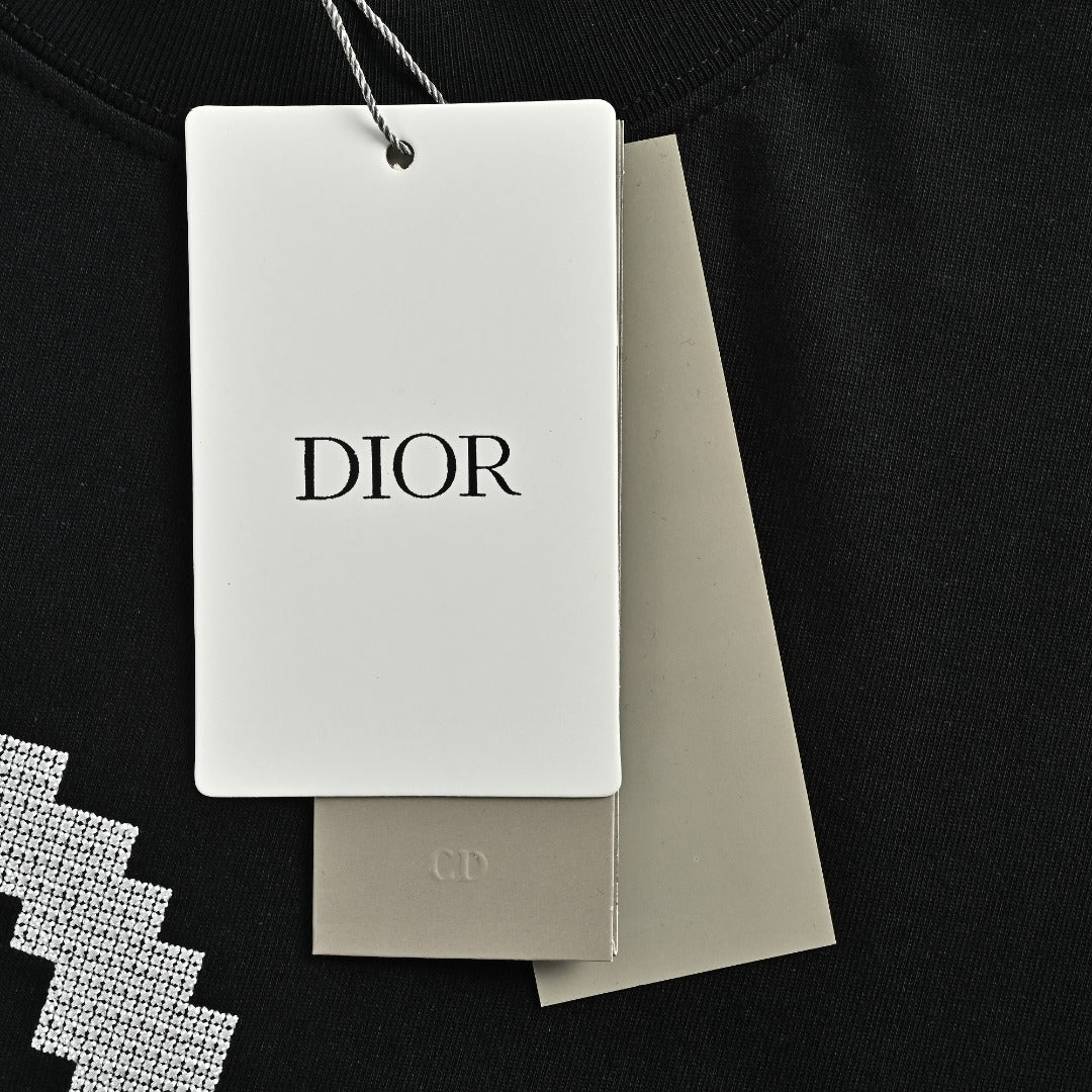 Dior CD Logo Mosaic Cross-Stitch Embroidered Short-Sleeve T-Shirt