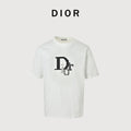 Dior CD Logo Mosaic Cross-Stitch Embroidered Short-Sleeve T-Shirt White