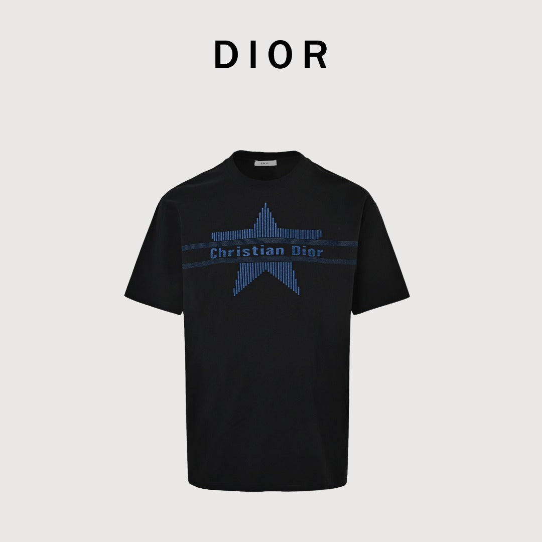 Dior CD Classic Five-Pointed Star Embroidered Short-Sleeve T-Shirt Black
