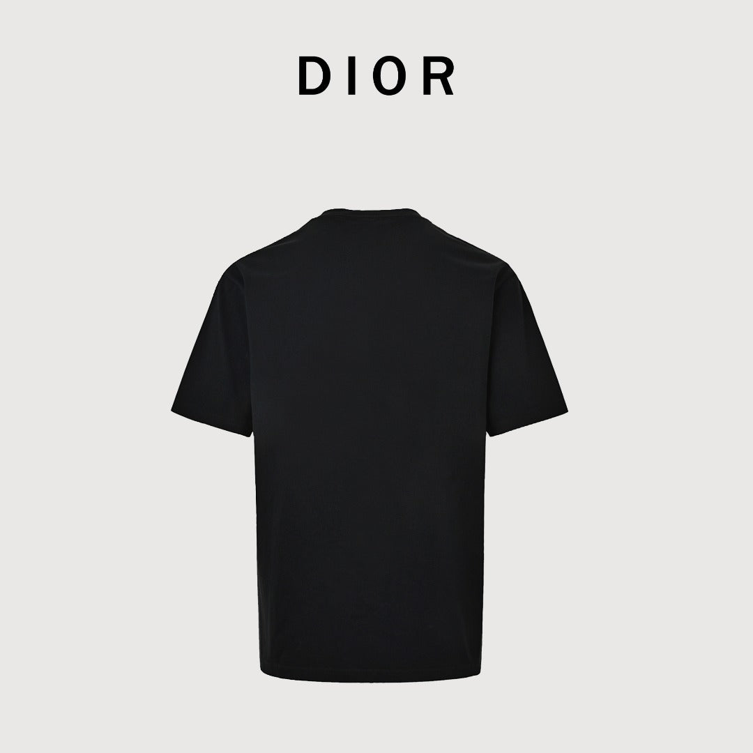 Dior CD Classic Five-Pointed Star Embroidered Short-Sleeve T-Shirt Black