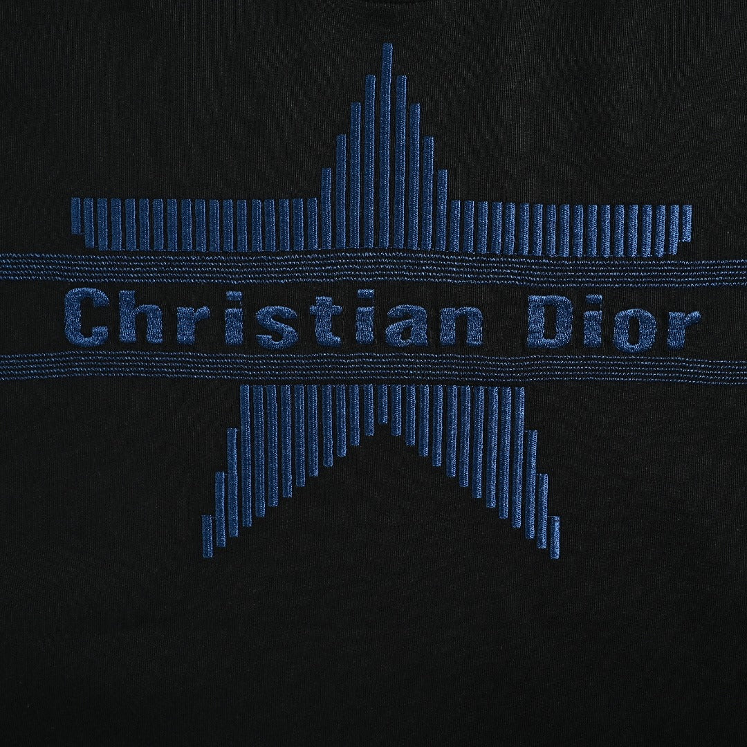 Dior CD Classic Five-Pointed Star Embroidered Short-Sleeve T-Shirt Black