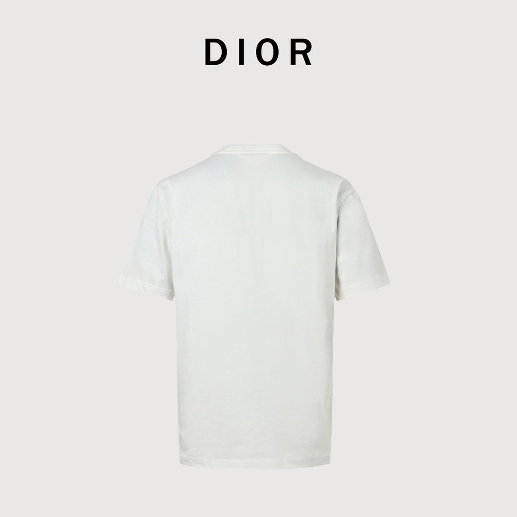 Dior CD Classic Five-Pointed Star Embroidered Short-Sleeve T-Shirt White