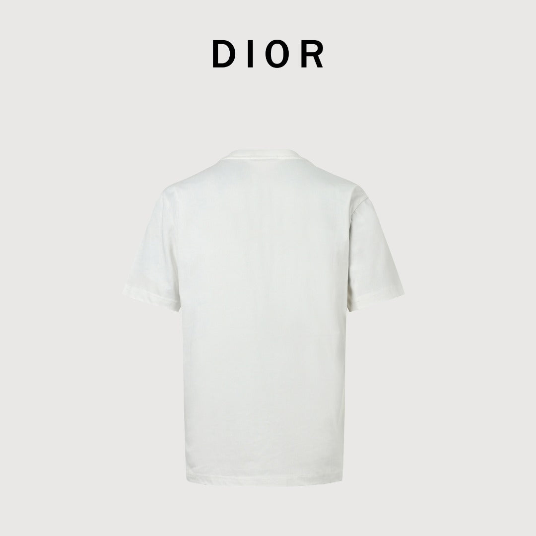 Dior CD Classic Five-Pointed Star Embroidered Short-Sleeve T-Shirt White