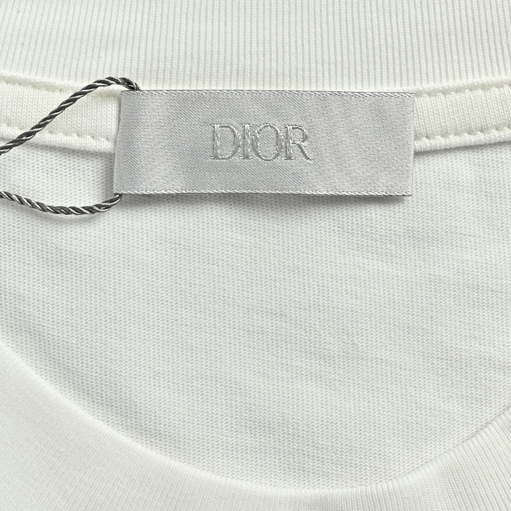 Dior CD Classic Five-Pointed Star Embroidered Short-Sleeve T-Shirt White