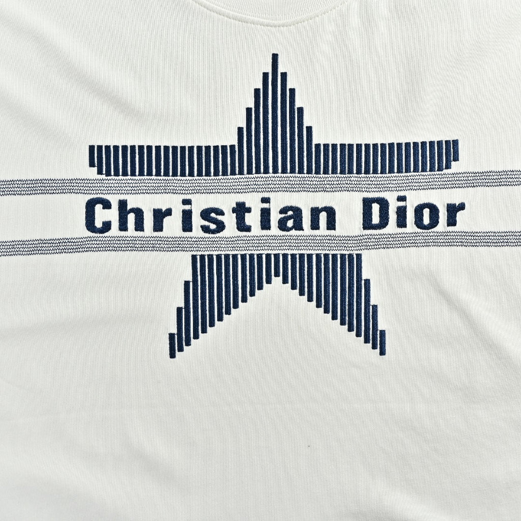Dior CD Classic Five-Pointed Star Embroidered Short-Sleeve T-Shirt White