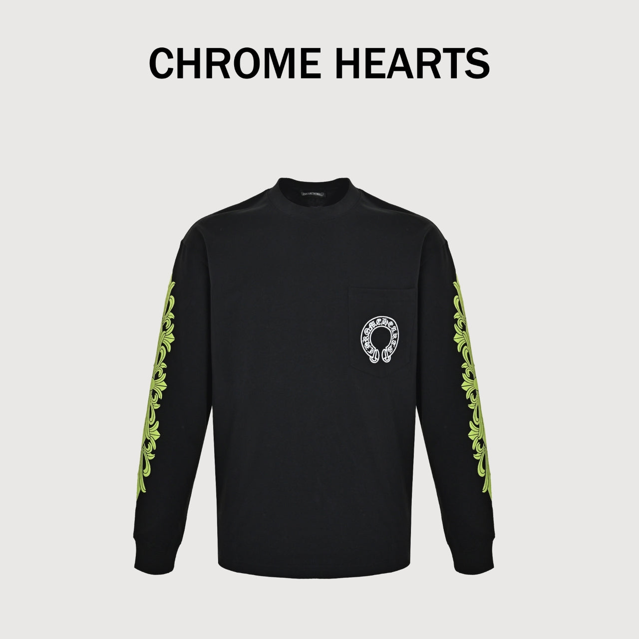Chrome Hearts CH Cross Floral Sanskrit Scroll Print Long-Sleeve T-Shirt Black