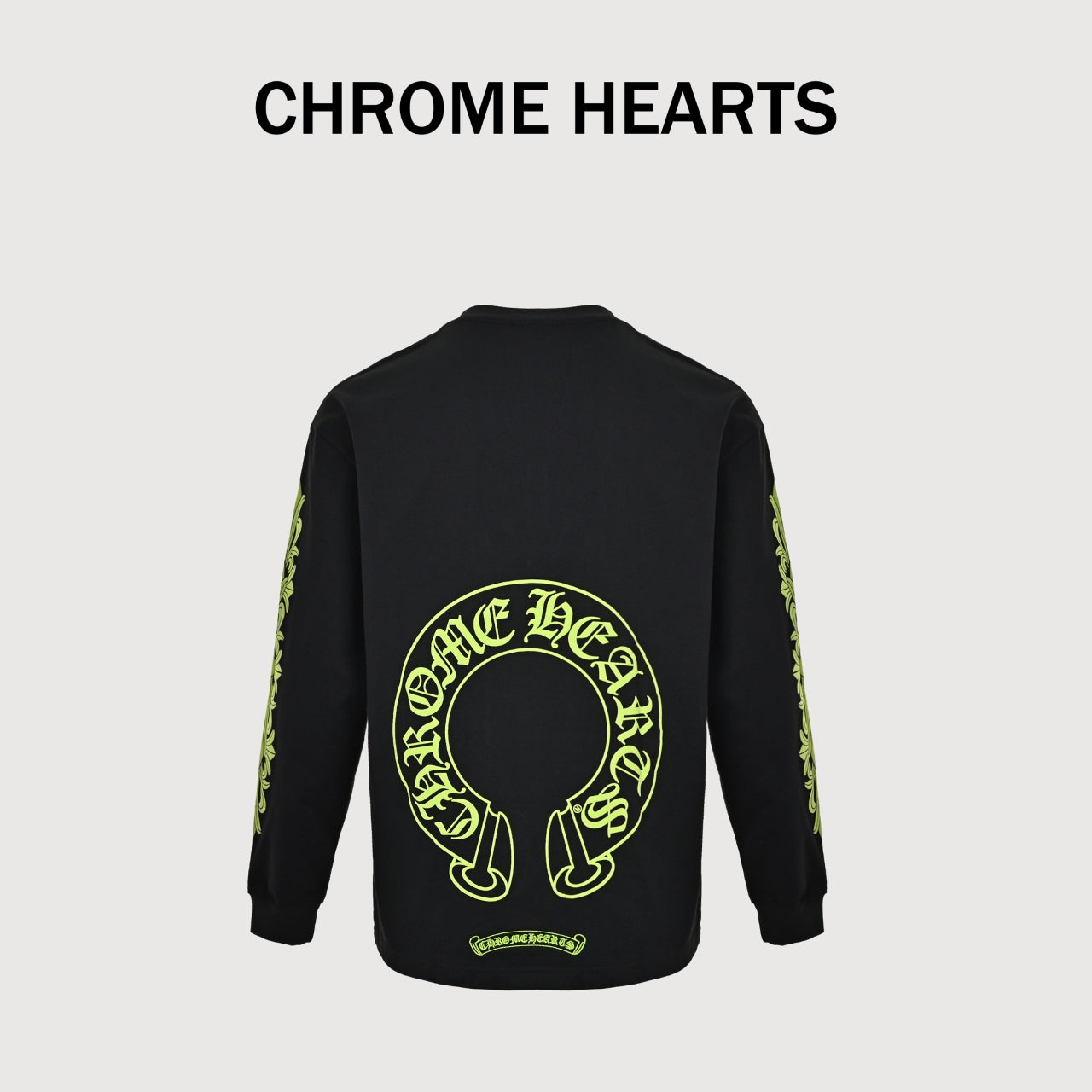 Chrome Hearts CH Cross Floral Sanskrit Scroll Print Long-Sleeve T-Shirt Black