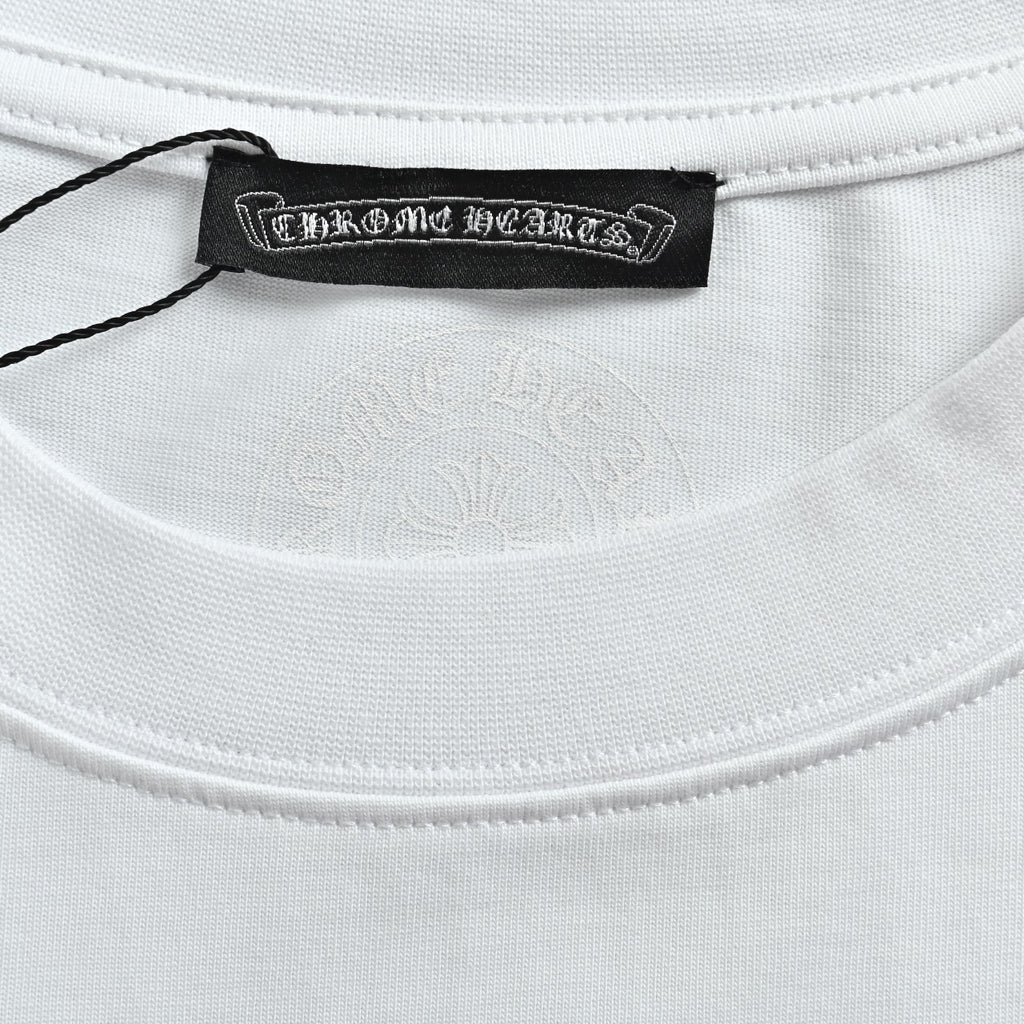 Chrome Hearts CH Cross Floral Sanskrit Scroll Print Long-Sleeve T-Shirt White