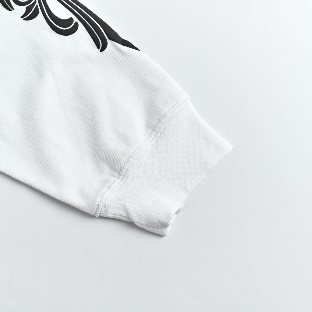Chrome Hearts CH Cross Floral Sanskrit Scroll Print Long-Sleeve T-Shirt White