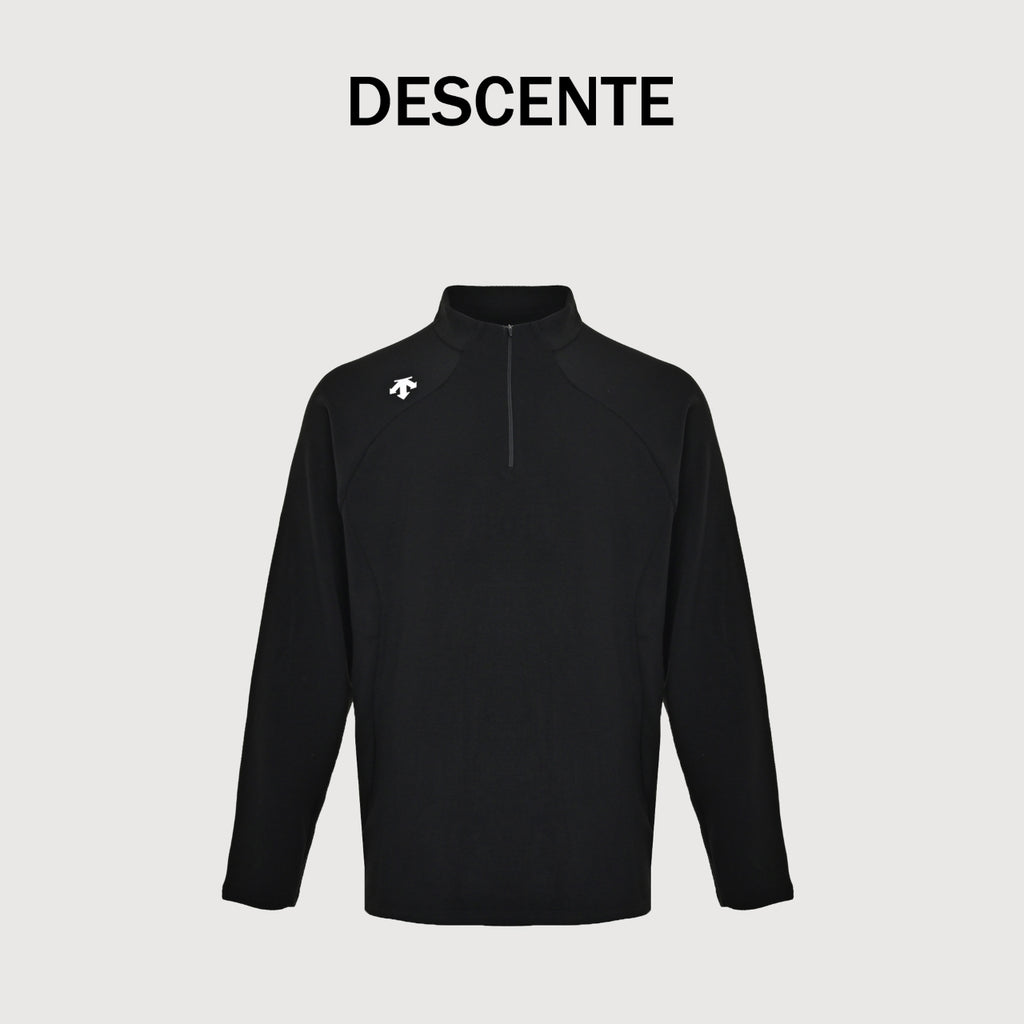 Descente Training Men's SOLOTEX Long-Sleeve Half-Zip Slim-Fit Thermal Knit Top Black