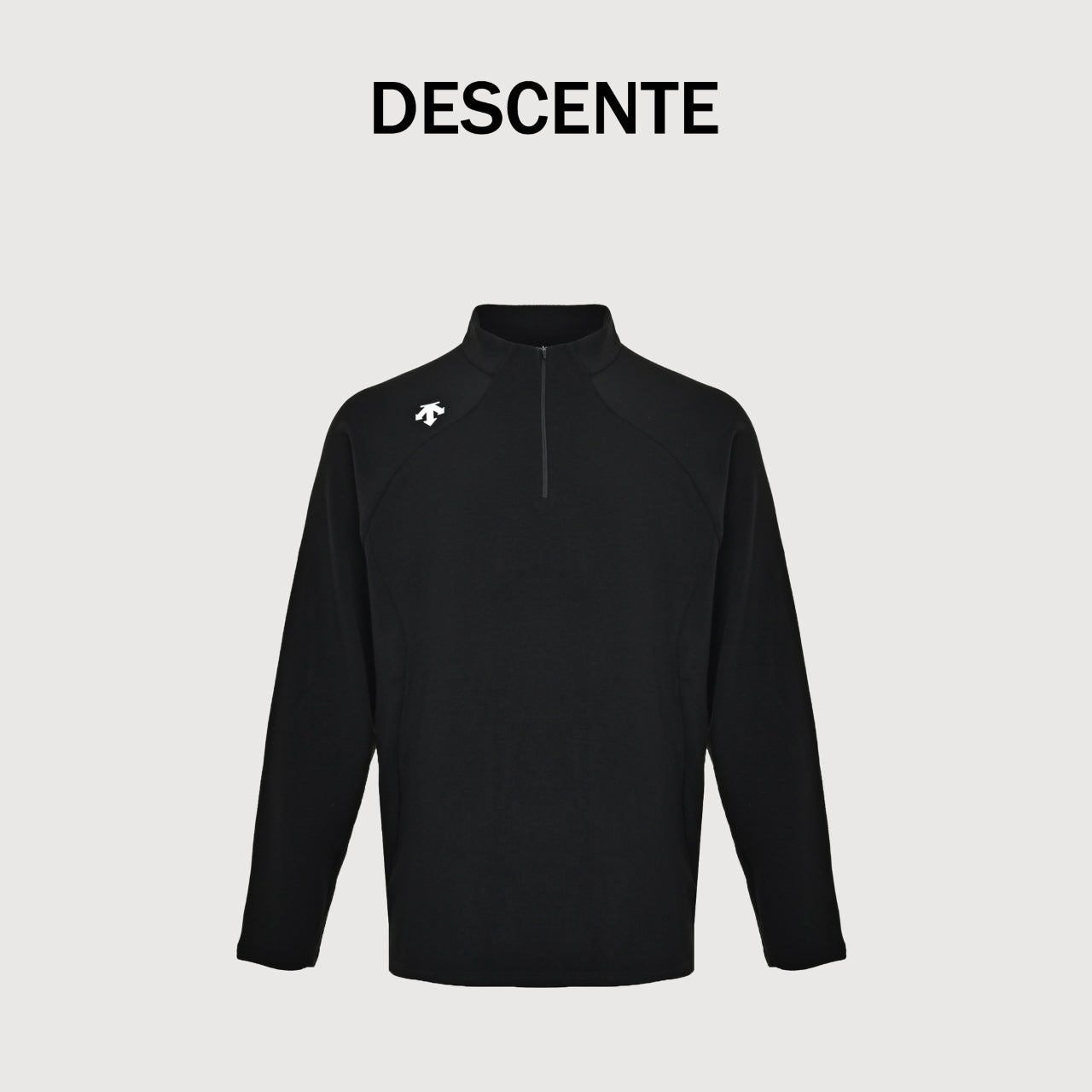 Descente Training Men's SOLOTEX Long-Sleeve Half-Zip Slim-Fit Thermal Knit Top Black