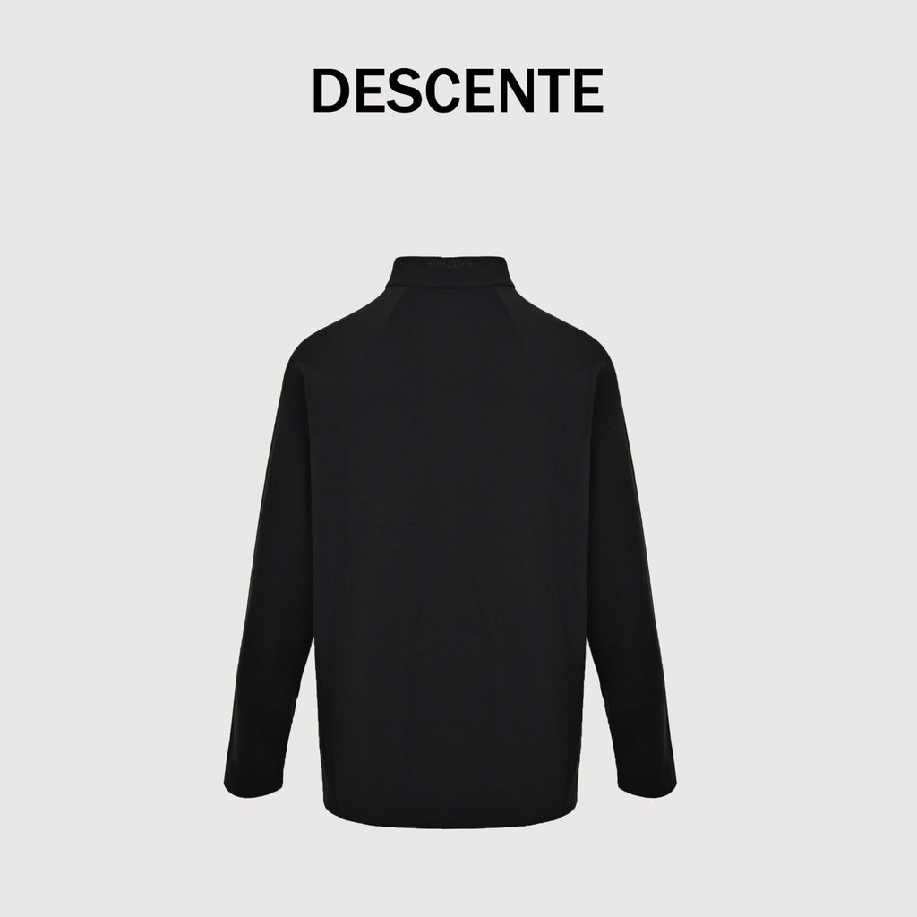 Descente Training Men's SOLOTEX Long-Sleeve Half-Zip Slim-Fit Thermal Knit Top Black