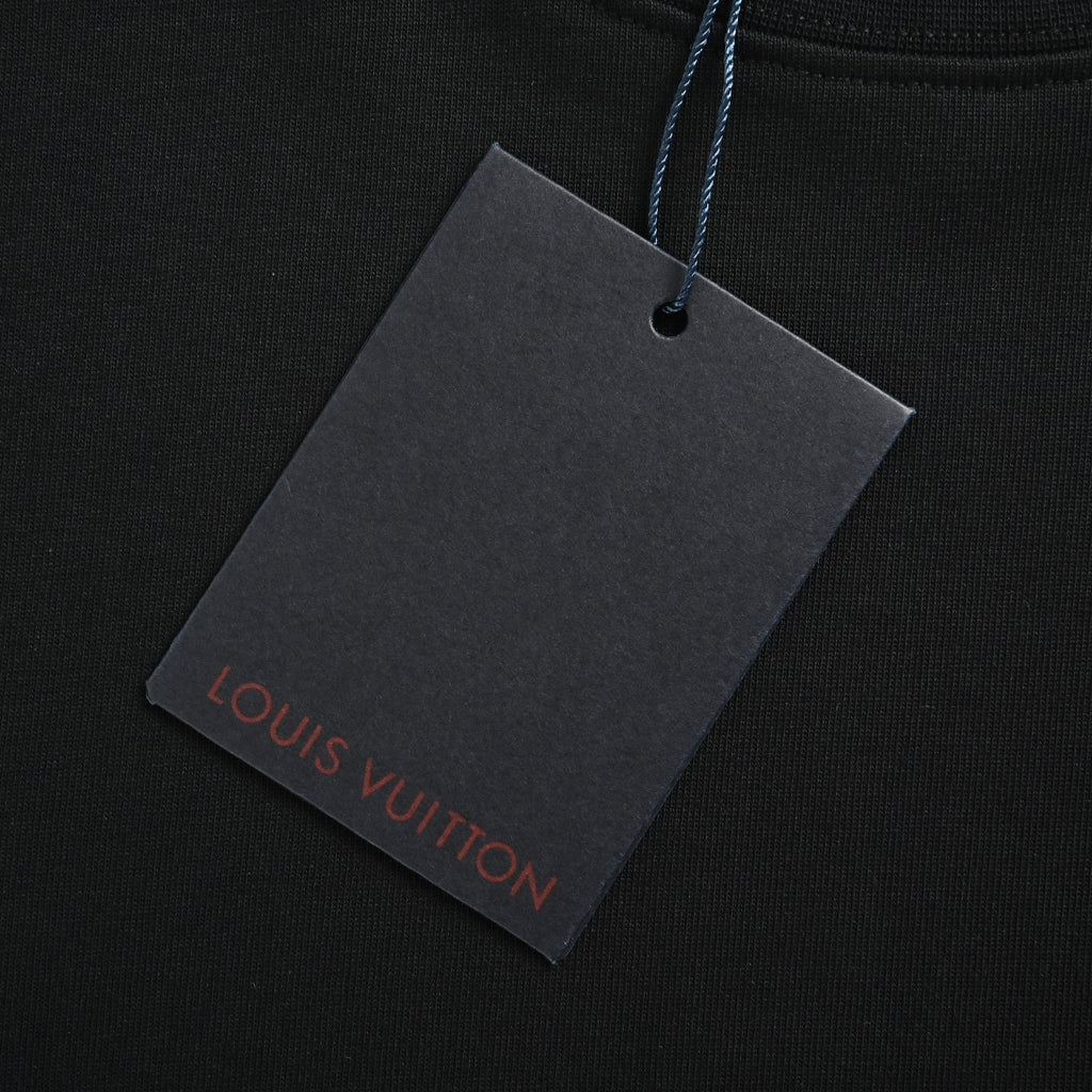 Louis Vuitton Four-Leaf Clover Logo Graffiti Hand-Painted Long-Sleeve T-Shirt Black