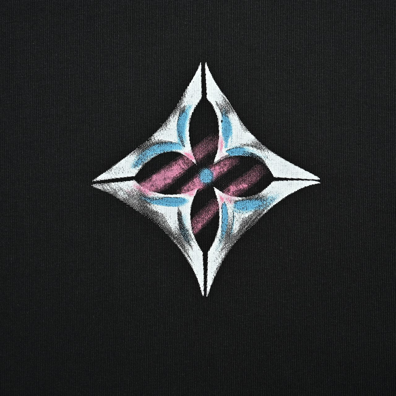 Louis Vuitton Four-Leaf Clover Logo Graffiti Hand-Painted Long-Sleeve T-Shirt Black