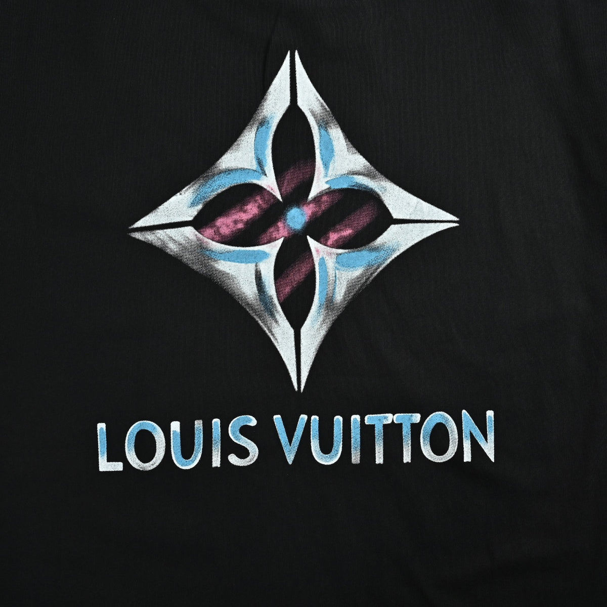 Louis Vuitton Four-Leaf Clover Logo Graffiti Hand-Painted Long-Sleeve T-Shirt Black