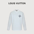 Louis Vuitton Four-Leaf Clover Logo Graffiti Hand-Painted Long-Sleeve T-Shirt White