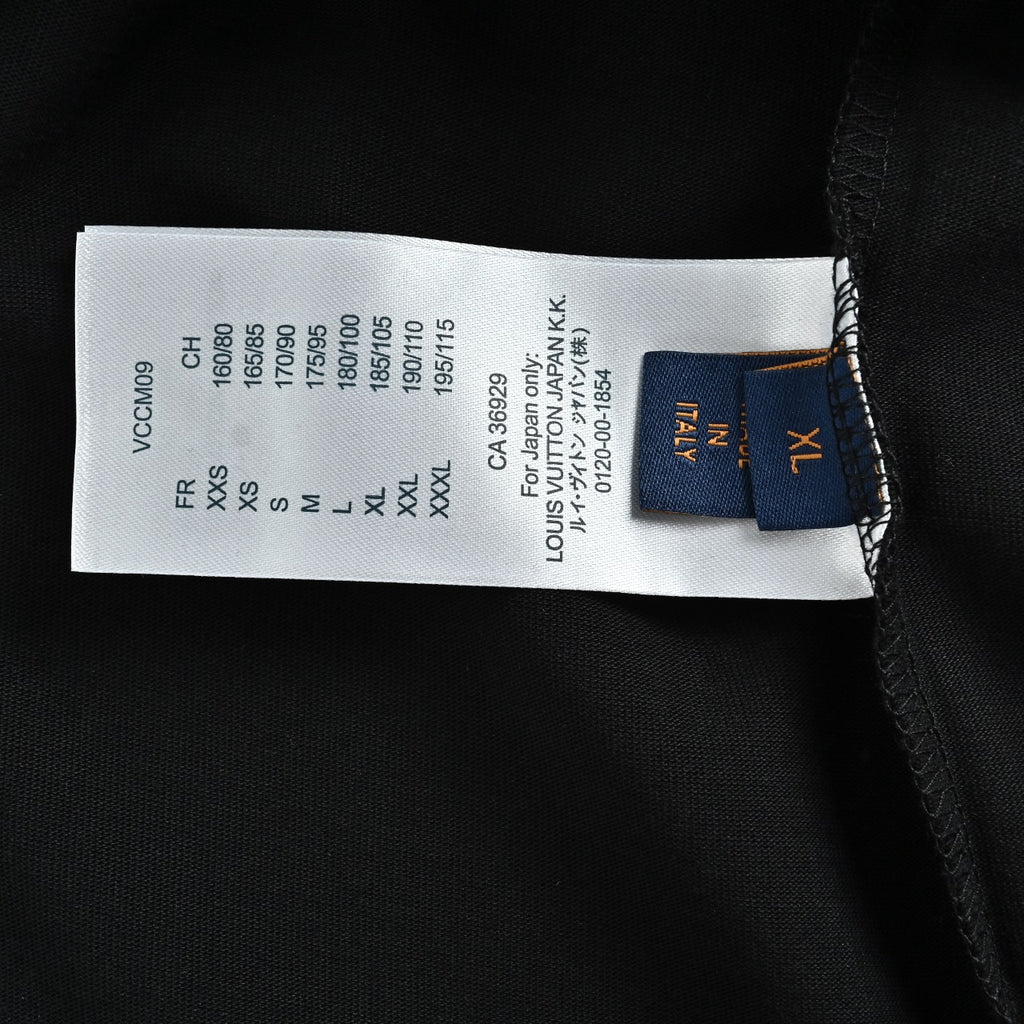 Louis Vuitton 26SS Wave-Pattern Colorblock Monogram Embroidered Letter Logo Long-Sleeve T-Shirt Black