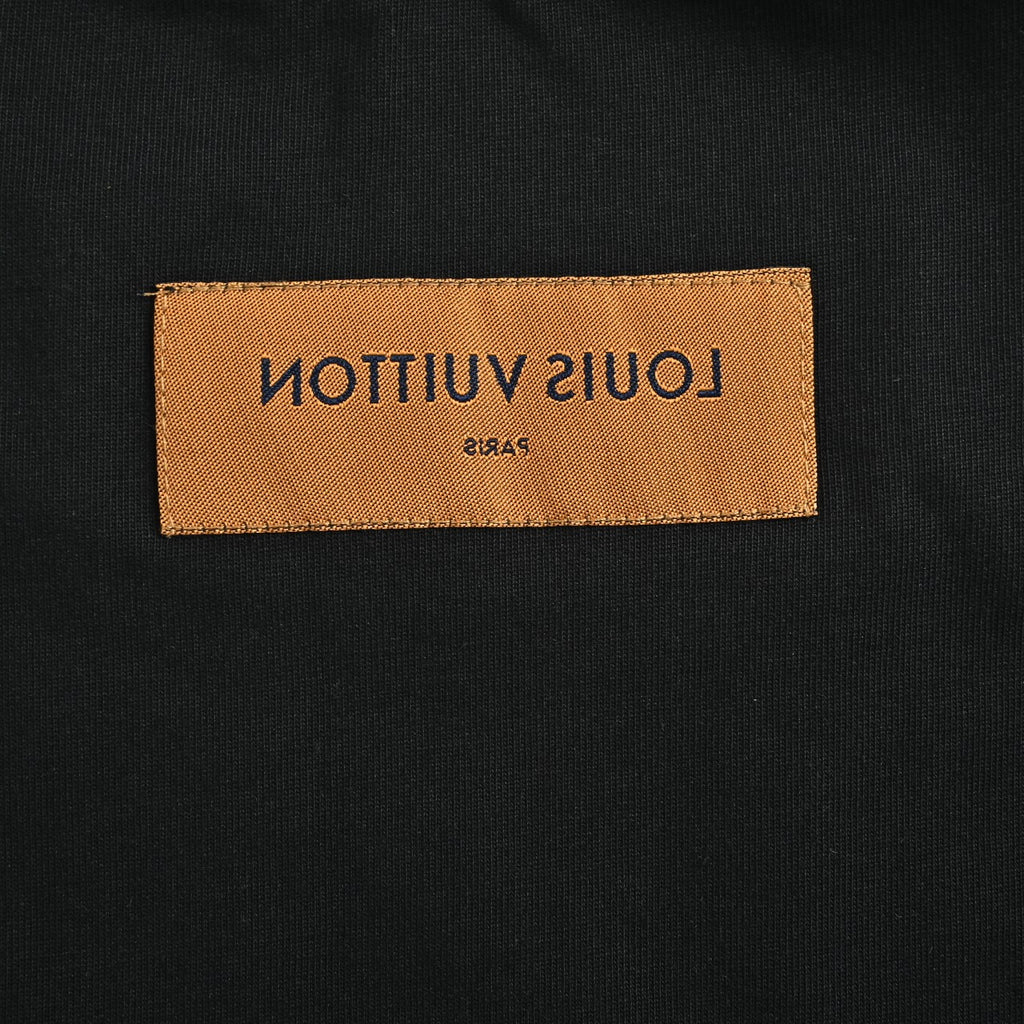 Louis Vuitton 26SS Wave-Pattern Colorblock Monogram Embroidered Letter Logo Long-Sleeve T-Shirt Black