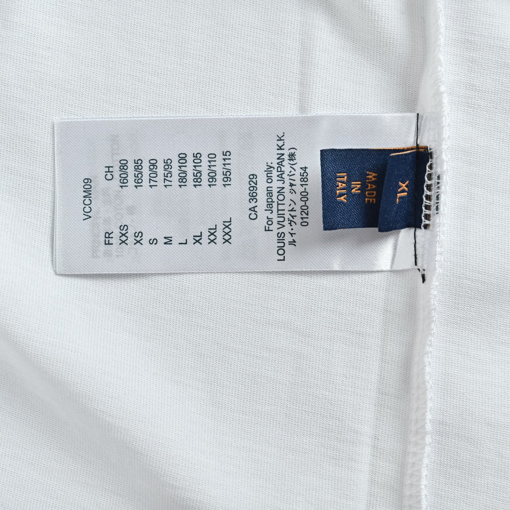 Louis Vuitton 26SS Wave-Pattern Colorblock Monogram Embroidered Letter Logo Long-Sleeve T-Shirt White