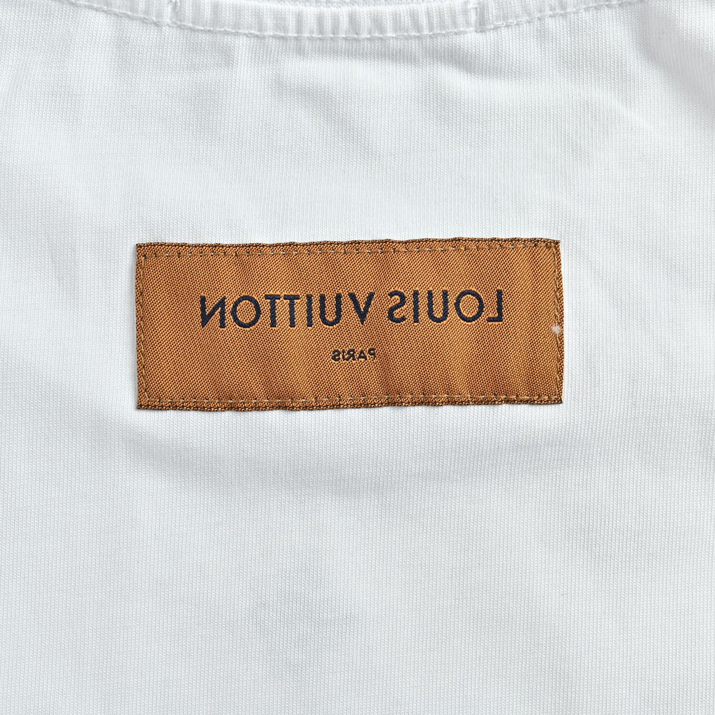 Louis Vuitton 26SS Wave-Pattern Colorblock Monogram Embroidered Letter Logo Long-Sleeve T-Shirt White