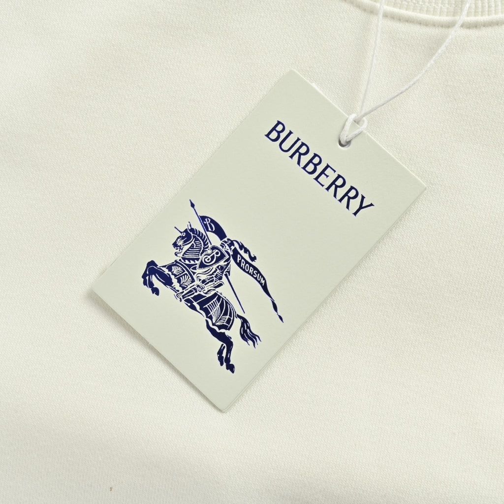 Burberry BBR Side Diamond-Check Woven Tape Crew-Neck Sweatshirt Cream