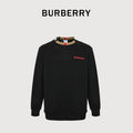 Burberry Micro-Logo Tartan-Spliced Cotton Crew-Neck Sweatshirt Black