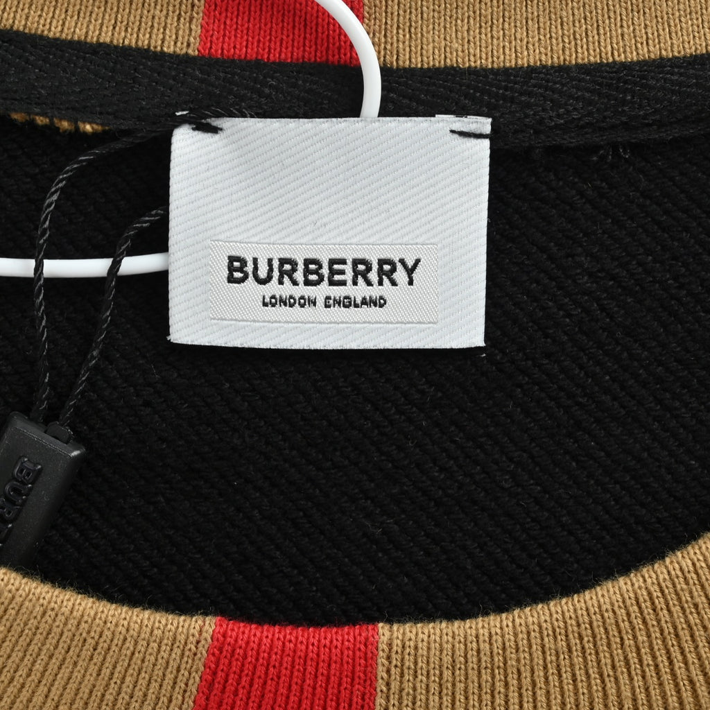 Burberry Micro-Logo Tartan-Spliced Cotton Crew-Neck Sweatshirt Black
