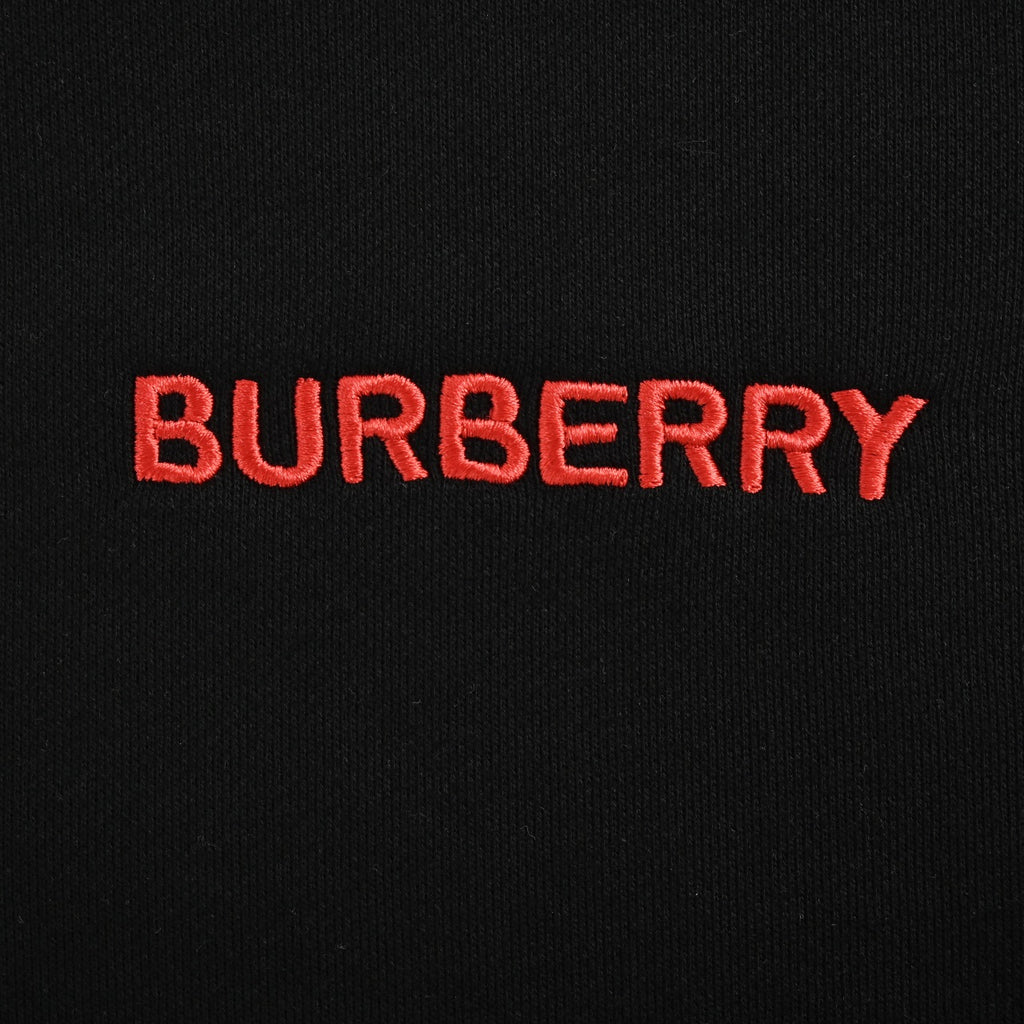 Burberry Micro-Logo Tartan-Spliced Cotton Crew-Neck Sweatshirt Black